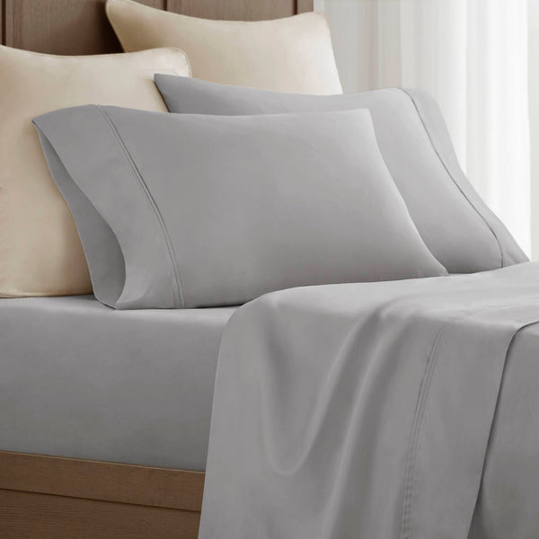 JLA Home Harbor House - Sateen Egyptian Cotton Pillowcase Set — 400TC Hotel-Quality, OEKO-TEX Certified, Silky Breathable Finish Grey HHD21-1945