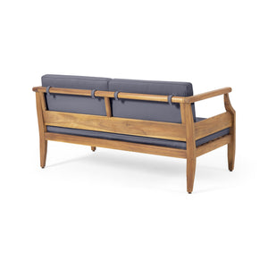 English Elm Christopher Knight Home® - Aston Acacia Wood Outdoor Loveseat Set with Water-Resistant Cushions and Mid-Century Modern Frame Teak 68891.00DGRY