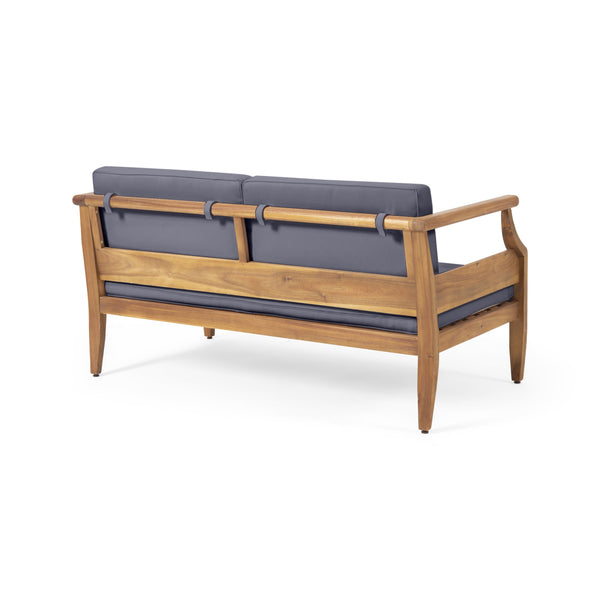 English Elm Christopher Knight Home® - Aston Acacia Wood Outdoor Loveseat Set with Water-Resistant Cushions and Mid-Century Modern Frame Teak 68891.00DGRY