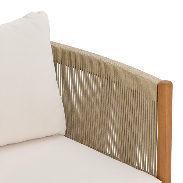 English Elm Outdoor Acacia Wood Club Chair with Woven Rope Panels and Resort Teak Finish N768P381012L