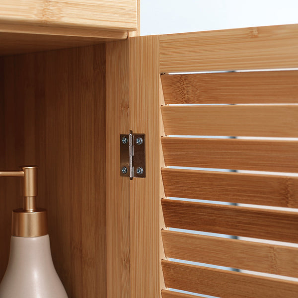 English Elm Kleankin Slim Bamboo Linen Tower Cabinet With Louvered Door, Stylish Storage For Small Spaces W2225P216998