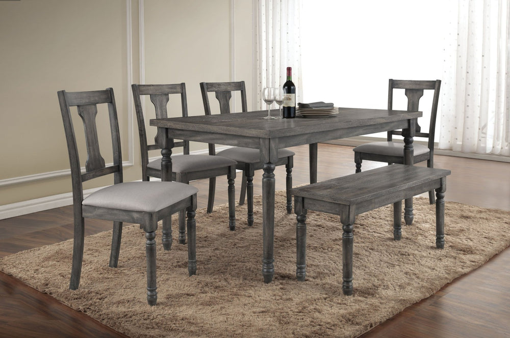 English Elm Weathered Grey Dining Table With Turned Legs - Timeless Charm For Any Dining Or Gathering Space B062P209321-GIGA