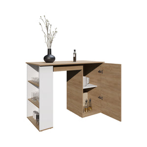 English Elm Allen 47.4" Wide Kitchen Island with Cabinet & 5 Shelves, Multi-Color Worktop for Dining Prep Storage B200P286929