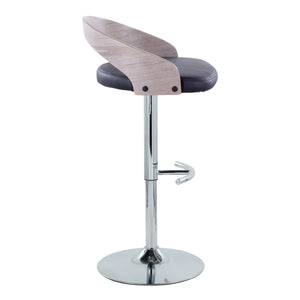 English Elm Grotto Adjustable Barstool Set Of 2 - Modern Swivel Design With Chrome Base, Grey Wood & Faux Leather B202S00914