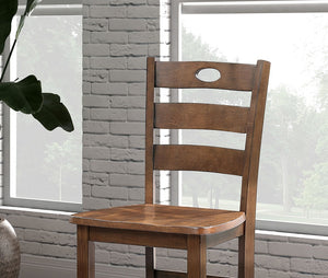 English Elm Walnut 5pc Counter Height Dining Set with Square Table & 4 Slat-Back Chairs, Transitional Style, Easy Assembly B2741P381504