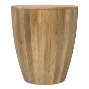 English Elm Elmbrook Solid Mango Wood Drum Side Table with Sculptural Grain for Living Room Natural B136P420279