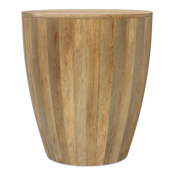 English Elm Elmbrook Solid Mango Wood Drum Side Table with Sculptural Grain for Living Room Natural B136P420279
