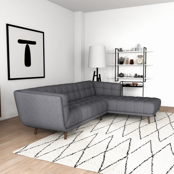 English Elm Ashcroft Furniture - Addison Left Sectional Sofa – Stylish Ash Grey Fabric, Mid-Century Design, Perfect For Small Spaces! B183S00148