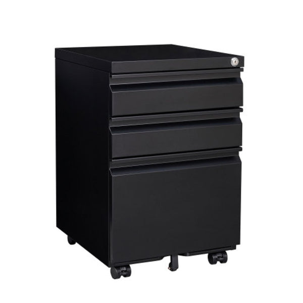 English Elm 3-drawer Rolling Steel File Cabinet Fully Assembled with Lock and Pen Tray for Office Black T3625P495548