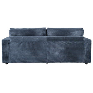 English Elm 86.5" Oversized Loveseat Chaise Lounge Sectional Sofa Bed Corduroy with USB Ports, Cup Holders & Pillows Blue N719P232602C