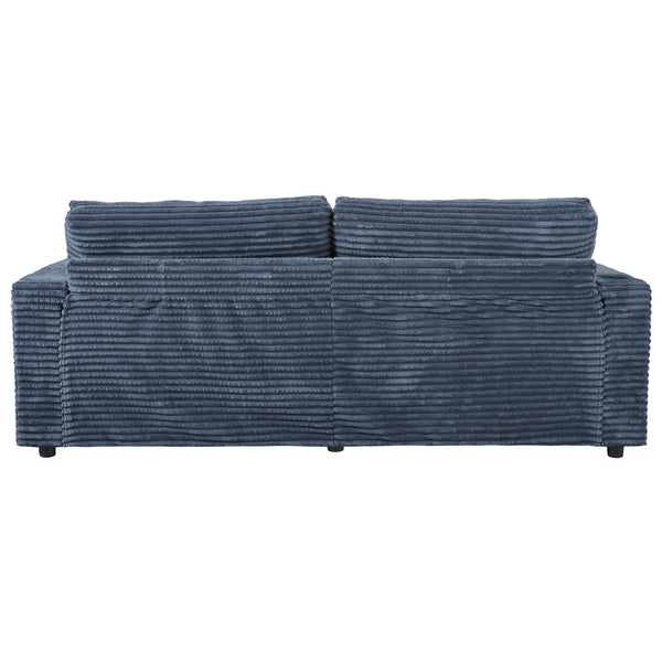 English Elm 86.5" Oversized Loveseat Chaise Lounge Sectional Sofa Bed Corduroy with USB Ports, Cup Holders & Pillows Blue N719P232602C