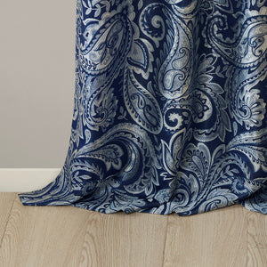 English Elm Jacquard Aubrey Window Curtain Pair with Paisley Weave, Faux Silk Piping, OEKO-TEX Certified Elegance Navy 3.05 L x 10.24 W x 11.42 H B03598176