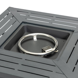 English Elm 30" 30inch Propane Fire Pit Table 50000 BTU Mosaic Ceramic Top Steel Frame ETL Approved Patio Garden Black W853P293851