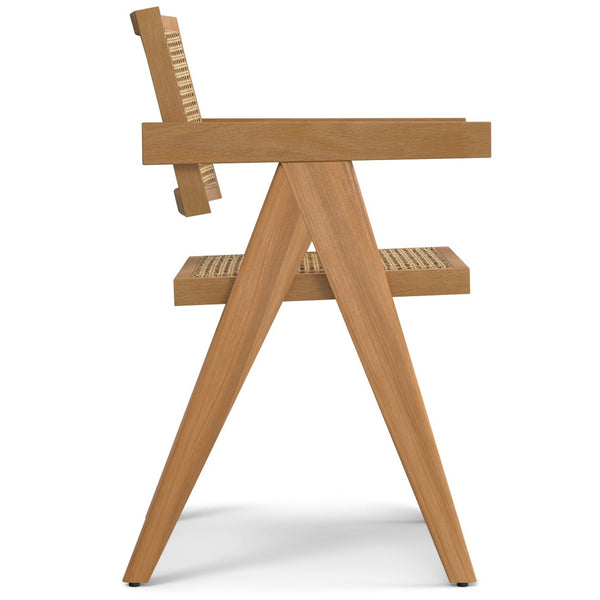 English Elm Regina Dining Armchairs Set Of 2 - Mid-Century Modern Comfort With Rattan & Beechwood Design B136P266922-GIGA