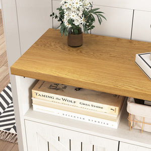 English Elm Modern Six-Drawer MDF Cabinet with Rounded Metal Corners, Smooth Glides & Sleek Minimalist Style White W3226P279089