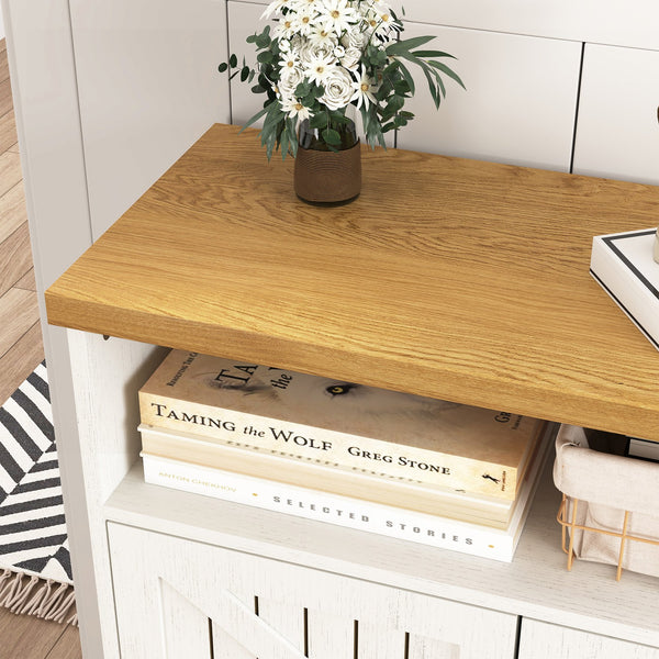 English Elm Modern Six-Drawer MDF Cabinet with Rounded Metal Corners, Smooth Glides & Sleek Minimalist Style White W3226P279089