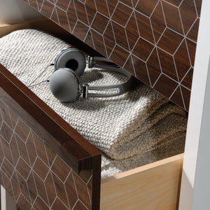 English Elm 4-Drawer Chest – Stylish White Finish With Walnut Accents For Modern Storage In Any Room B356P402756