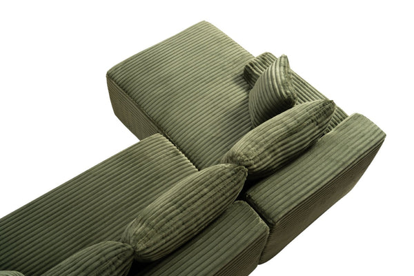 English Elm 106.3" Jumbo Corduroy L-shape Sectional Deep Seat Sofa No Assembly Living Room W5515S00034