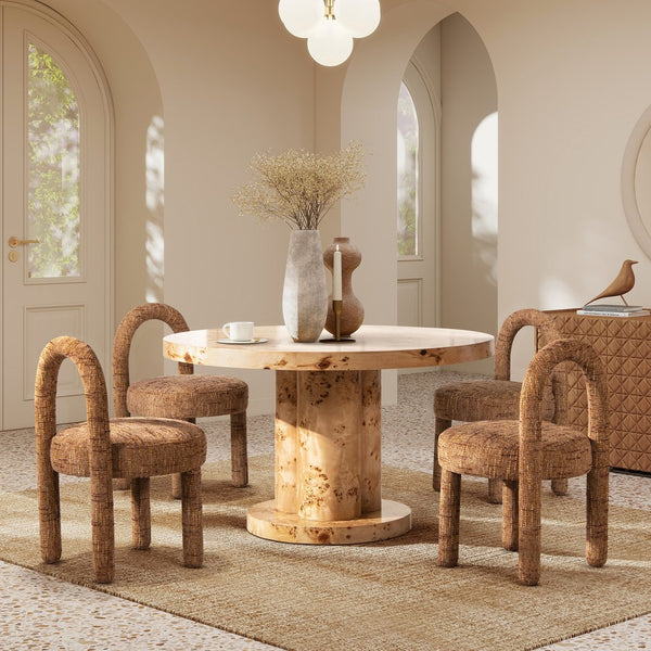 English Elm Jennifer Taylor Home - Penny Arched Upholstered Dining Side Chairs (Set of 2) in Golden Rust Orange Chenille — Modern Comfort B2719P269265