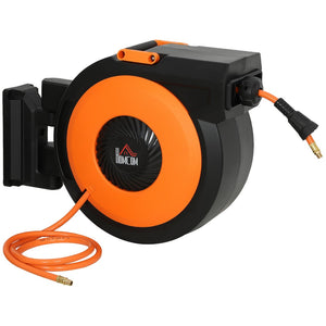 English Elm Homcom Auto Rewind Air Hose Reel 82 Ft Swivel Mount Workshop Compressor Tool W2225P485577