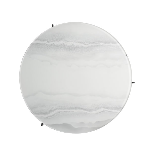 English Elm Krike Industrial Round Coffee Table Tempered Glass Top Steel Cross Leg Living Room Multicolor B2736S00026