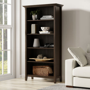 English Elm Amherst 36-Inch Solid Pine 5-Shelf Bookcase In Hickory Brown - Rustic Charm For Any Space B136P238613