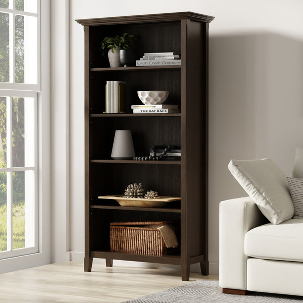 English Elm Amherst 36-Inch Solid Pine 5-Shelf Bookcase In Hickory Brown - Rustic Charm For Any Space B136P238613
