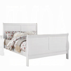 English Elm White Sleigh Bed with Curved Headboard, Solid Pine Frame, Box Spring Compatible, Timeless Bedroom Centerpiece B062S00525