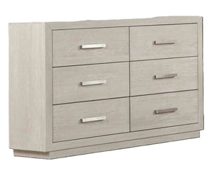 English Elm Dresser with Beveled Mirror Six Drawer Solid Acacia Light Gray Transitional Bedroom B2741S00859