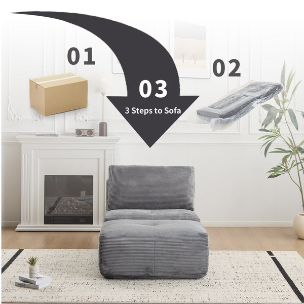 English Elm Modern Modular Memory Foam Sofa - Pet-Friendly, Stylish Chaise Longue With Movable Ottoman In Grey W3723P346962