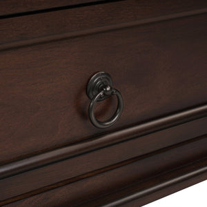 English Elm Solid Wood Console Table 54" 6-Drawer Vintage Style with Lower Shelf, Sturdy Pine Build, 220LB Top Capacity Espresso W1202P303773