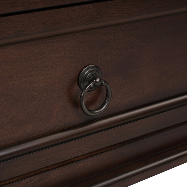 English Elm Solid Wood Console Table 54" 6-Drawer Vintage Style with Lower Shelf, Sturdy Pine Build, 220LB Top Capacity Espresso W1202P303773