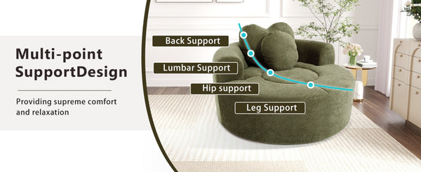 English Elm Round Cloud Sofa Bed Waffle Fabric Memory Foam Convertible Couch for Small Space Living Green W3224P492032