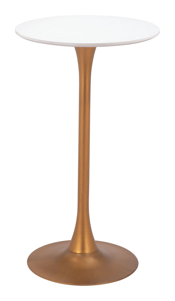 Auray Bar Table White & Gold 109829 Zuo Modern