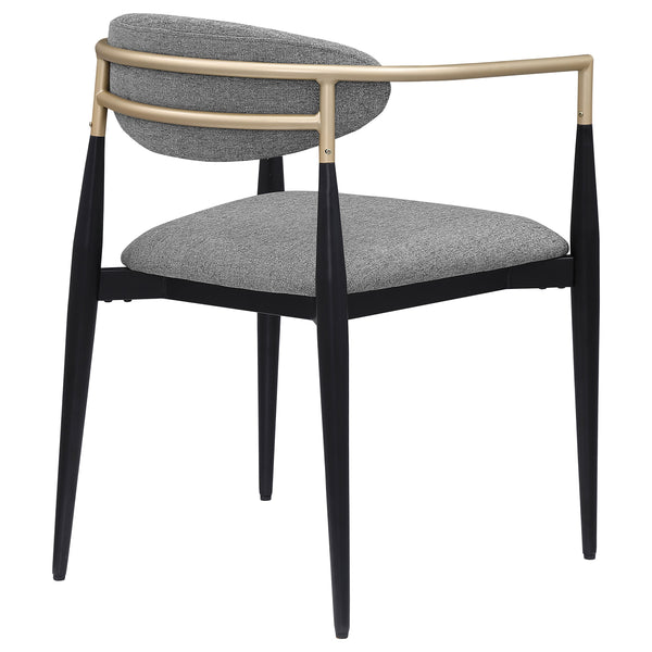 English Elm Mistra Grey Fabric Dining Arm Chair Set of 2 — Two-Tone Black Base with Hand-Painted Gold Arms, Slim Oval Back Luxe Upholstery B062P299815
