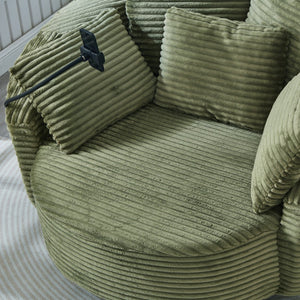 English Elm Swivel Barrel Accent Chair Chenille Tufted Round Club Seat for Living Room Lounge Green N719S002320F