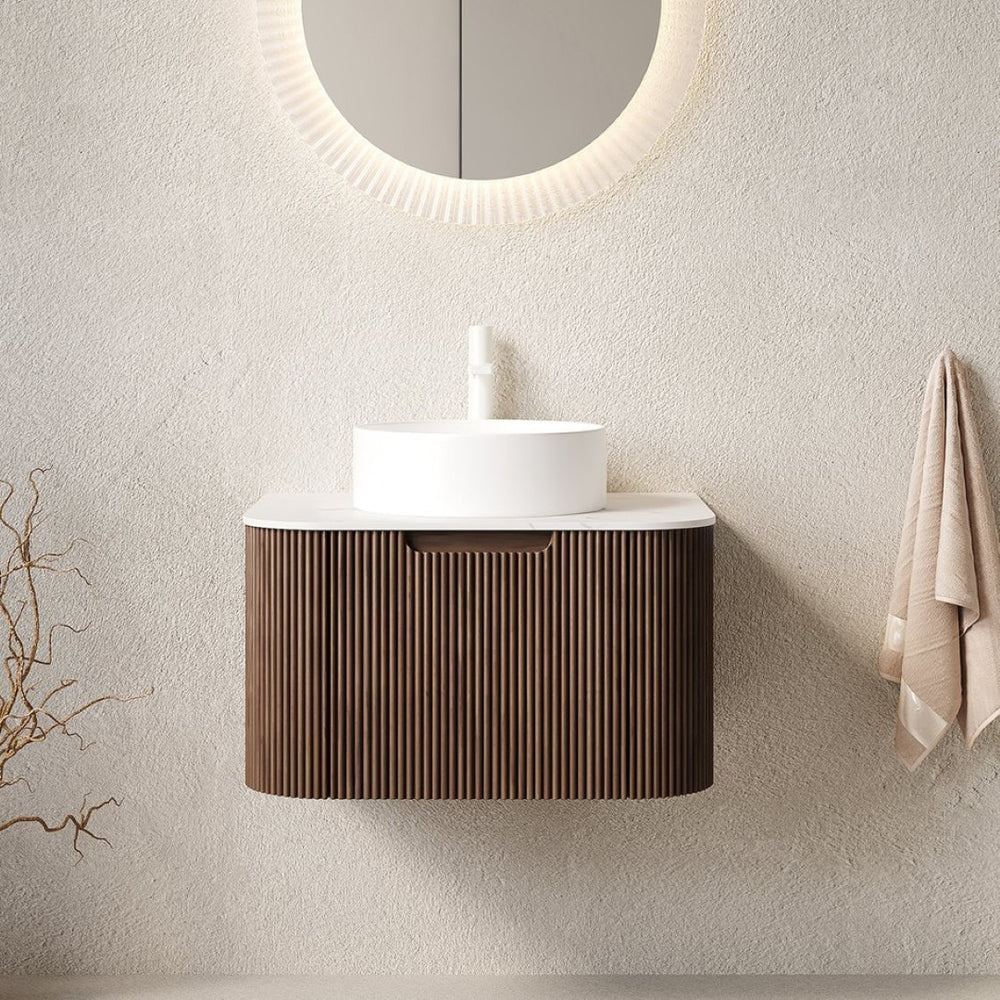 English Elm Dina Floating Bathroom Vanity with Sintered Stone Top and Crystal Glass Basin Walnut,White W2615S00410