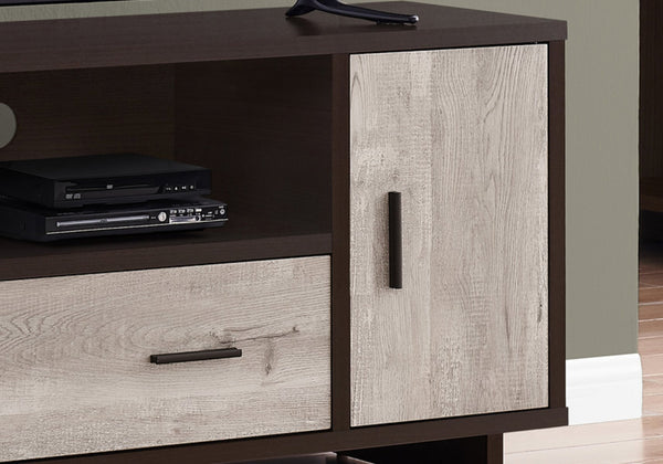 English Elm Tv 48" Entertainment Console Espresso & Taupe Reclaimed Wood-Look TV Stand with Storage, Cable Management B2710P219132