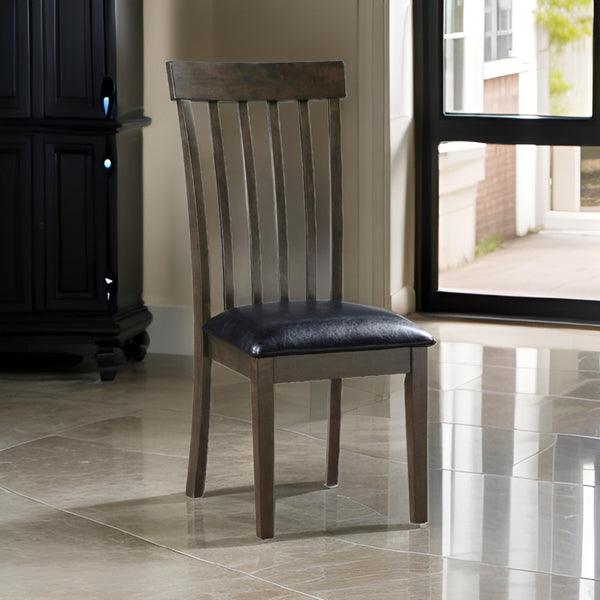 English Elm Kyn Farmhouse Dining Chairs Set of 2 Slatted Wood Back Padded Faux Leather Seat B056P416905