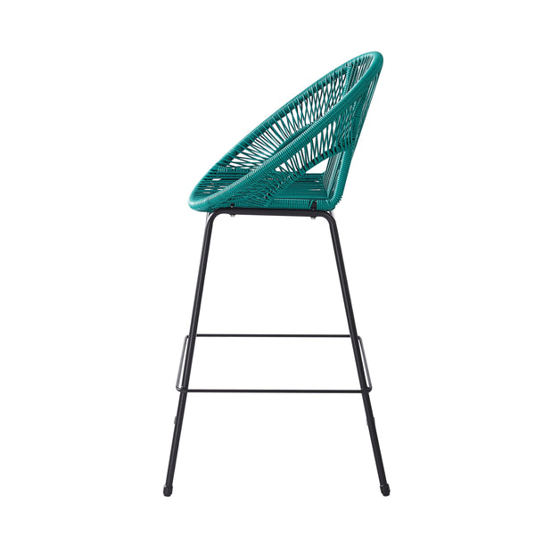 English Elm Christopher Knight Home® - Ferrara Outdoor Faux Wicker Barstool Set of 2 — Ergonomic PE Rattan Seating with Iron Frame, Durable Teal N775P266222T