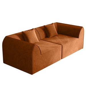 English Elm Compressed Memory Foam Sofa 2-Seater Lounger Daybed with Rectangular Pillow, Space-Saving Expandable Comfort Orange W3670S00005