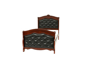 English Elm Dark Glam Full Size Bed Espresso Faux Leather Upholstered Headboard Footboard Elegant Frame Deluxe Comfort Cherry 47 L x 54 W x 6 H B011S00915