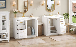 English Elm 72'' Bathroom Vanity With Ceramic Sink - Elegant Solid Wood Freestanding Set With Ample Storage & Soft-Close Doors N710SS00015K