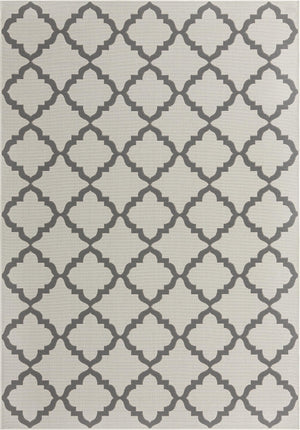 Unique Loom Outdoor Trellis Raised Trellis Machine Made Geometric Rug Gray, Gray/Silver 7' 1" x 10' 0"