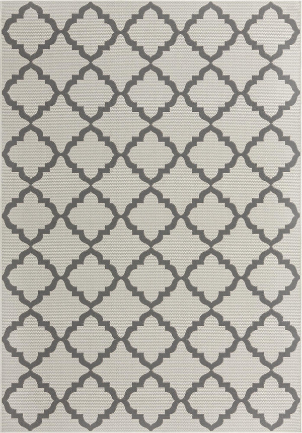 Unique Loom Outdoor Trellis Raised Trellis Machine Made Geometric Rug Gray, Gray/Silver 7' 1" x 10' 0"