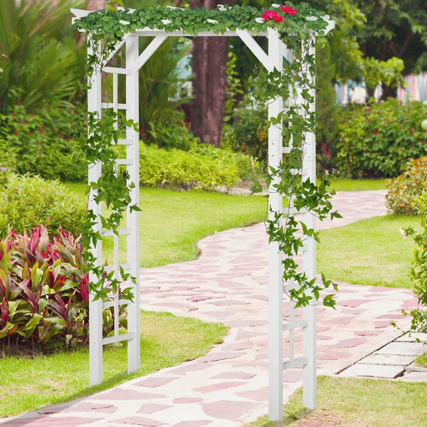 English Elm Outsunny Carbonized Fir Wood Garden Arbor Arch with Lattice Roof for Climbing Vines W2225P174423