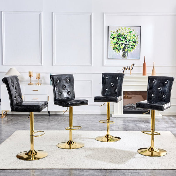 English Elm 4-pack Pu High-back Dining Chairs with Powder-coated Metal Legs for Modern Kitchens Black W3875P371071