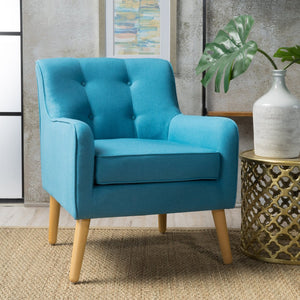 English Elm Arm Chair Tufted Mid-century Accent Seat with Rubberwood Legs for Living Room 60015.00TEL