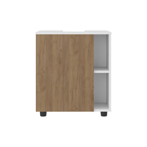 English Elm Parade Under Pedestal Sink Cabinet with 1 Door & 5 Open Compartments, Melamine Scratch-Resistant Storage Multicolor 27.17 L x 21.66 W x 5.91 H B128P375319