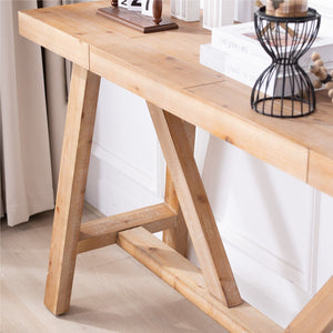English Elm Farmhouse A-frame Console Table Engineered Wood Entryway Accent with Open Base W2729P414723